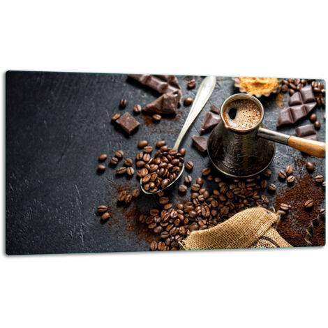 Glasschild Schneidebrett 52x30 Kaffee