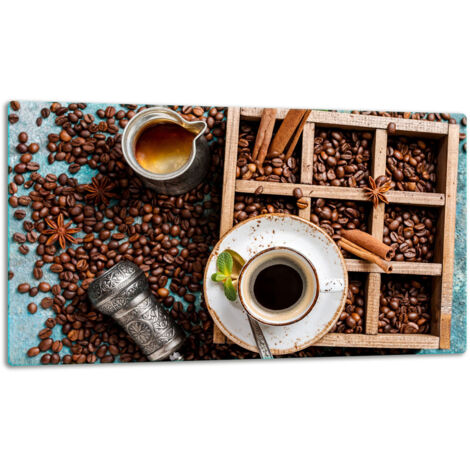 Glasschild Schneidebrett 52x30 Kaffee