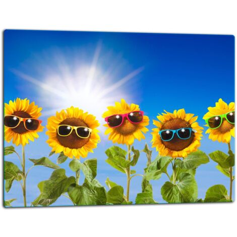 Glasschild Schneidebrett 52x40 Blüten