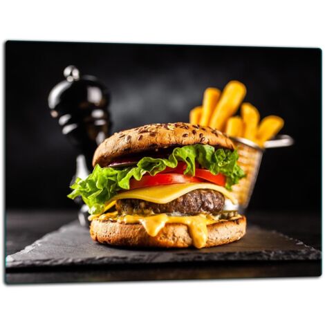Glasschild Schneidebrett 52x40 Burger