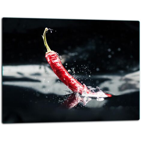 Glasschild Schneidebrett 52x40 Chili -Pfeffer