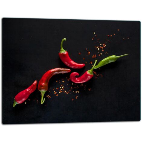 Glasschild Schneidebrett 52x40 Chili -Pfeffer
