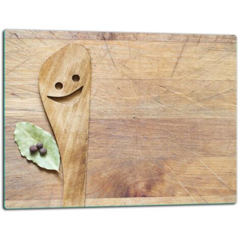 Glasschild SchneideBrett 52x40 Esslöffel Holz