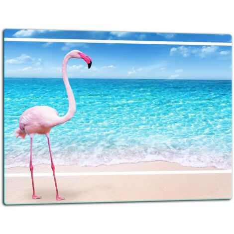 Glasschild Schneidebrett 52x40 Flamingo