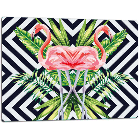 Glasschild Schneidebrett 52x40 Flamingo