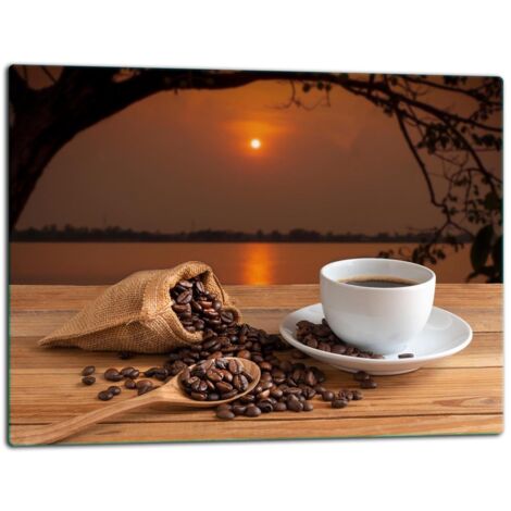 Glasschild Schneidebrett 52x40 Kaffee