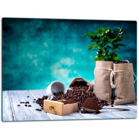Glasschild Schneidebrett 52x40 Kaffee