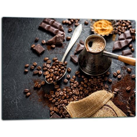 Glasschild Schneidebrett 52x40 Kaffee