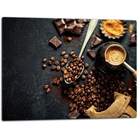 Glasschild Schneidebrett 52x40 Kaffee