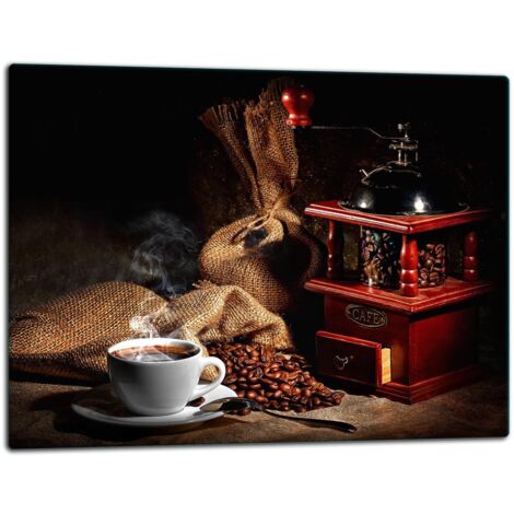 Glasschild Schneidebrett 52x40 Kaffee