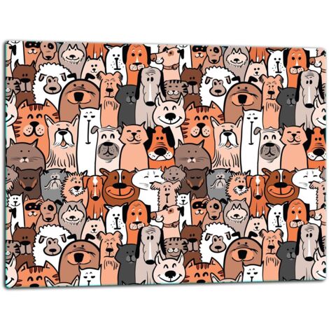 Glasschild Schneidebrett 52x40 Katzenhund