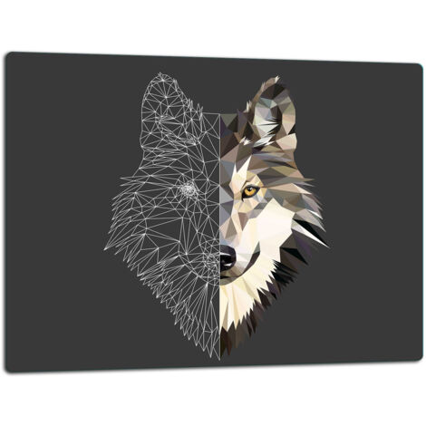 Glasschild Schneidebrett 52x40 Schwarzer Wolf