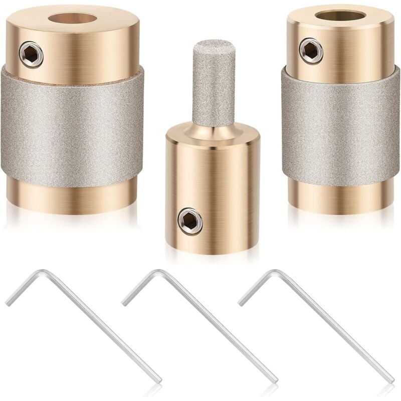 Image of Glasschleifer-Bits – Diamantbohrer-Set, 3 Größen (1 Zoll, 3/4 Zoll, 1/4 Zoll) für Buntglaswerkzeuge