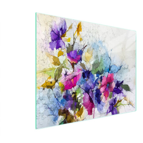 Glasschneidebrett 52x30 Blumen