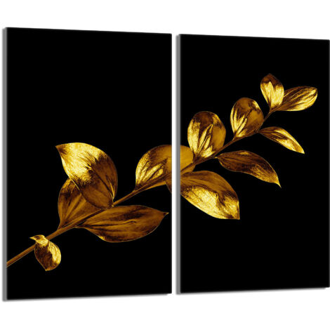 Glasschutzplatte für Herd 2x30x52 Gold