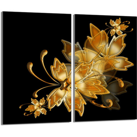 Glasschutzplatte für Herd 2x30x52 Gold