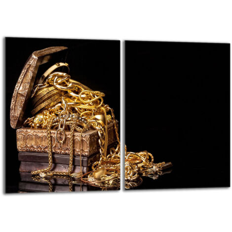 Glasschutzplatte für Herd 2x40x52 Gold