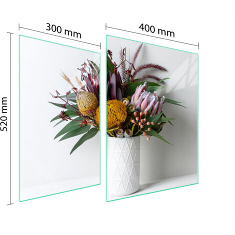 GLASSCHUTZPLATTE FÜR HERD 70x52 BLUMEN
