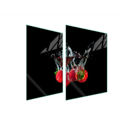 GLASSCHUTZPLATTE FÜR HERD 70x52 ERDBEEREN
