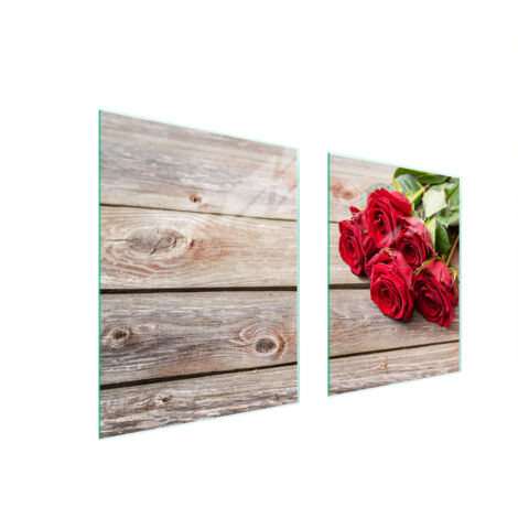 GLASSCHUTZPLATTE FÜR HERD 85x52 ROSEN