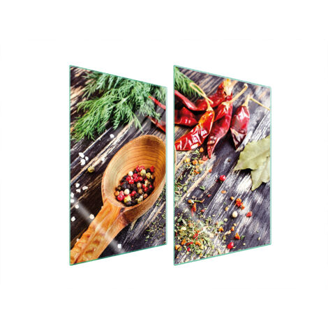 GLASSCHUTZPLATTE FÜR KÜCHE 2x35x52 GEWÜRZE