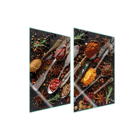 GLASSCHUTZPLATTE FÜR KÜCHE 2x35x52 GEWÜRZE