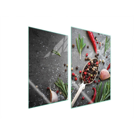 GLASSCHUTZPLATTE FÜR KÜCHE 2x35x52 GEWÜRZE