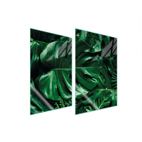 GLASSCHUTZPLATTE FÜR KÜCHE 2x35x52 MONSTERA