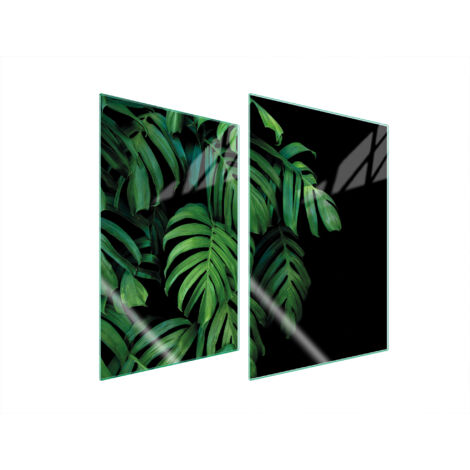 GLASSCHUTZPLATTE FÜR KÜCHE 2x35x52 MONSTERA