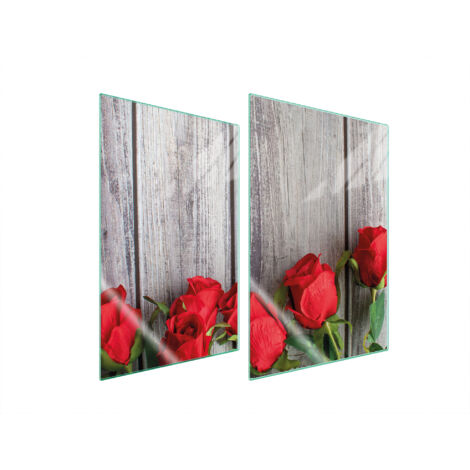 GLASSCHUTZPLATTE FÜR KÜCHE 2x35x52 ROSEN