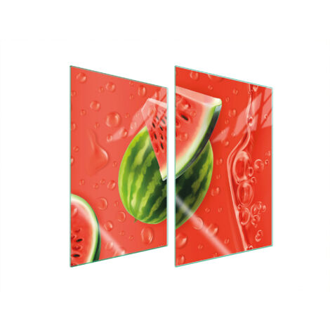 GLASSCHUTZPLATTE FÜR KÜCHE 2x35x52 WASSERMELONE