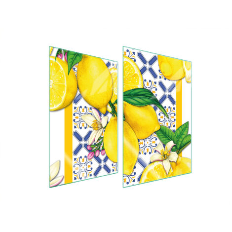 GLASSCHUTZPLATTE FÜR KÜCHE 2x35x52 ZITRONEN