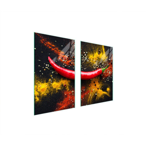 GLASSCHUTZPLATTE FÜR KÜCHE 65x52 CHILLI
