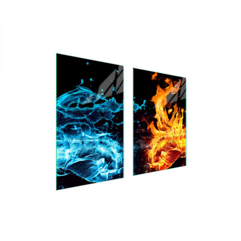 GLASSCHUTZPLATTE FÜR KÜCHE 65x52 FEUER