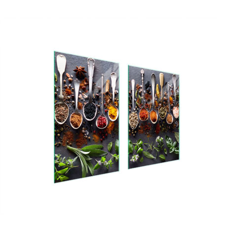 Glasschutzplatte für Küche 65x52 Gewürze
