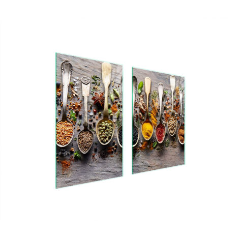 Glasschutzplatte für Küche 65x52 Gewürze