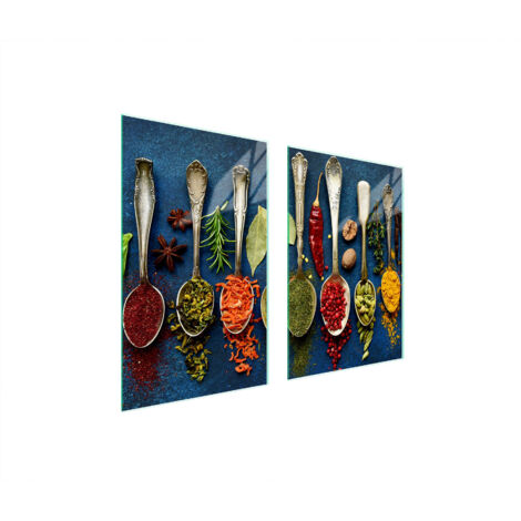 Glasschutzplatte für Küche 65x52 Gewürze