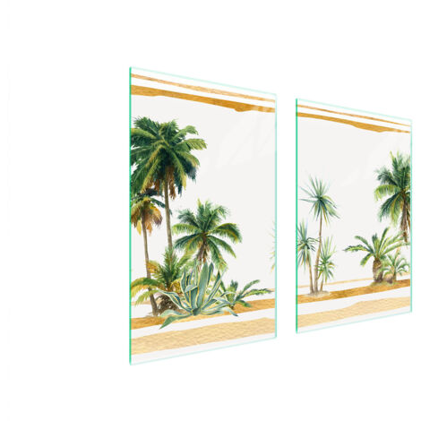 GLASSCHUTZPLATTE FÜR KÜCHE 65x52 PALMEN