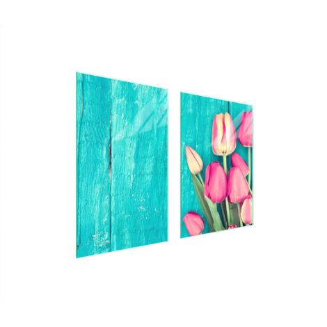 GLASSCHUTZPLATTE FÜR KÜCHE 65x52 TULPEN