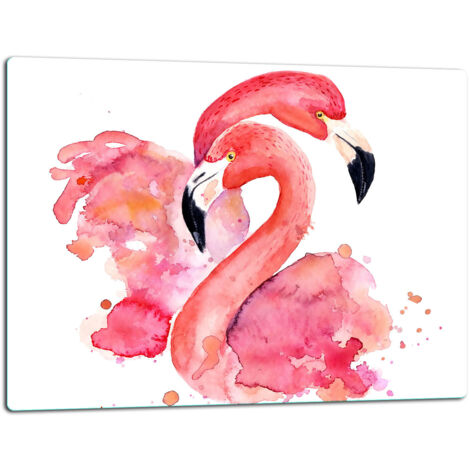 GlassplattenschneideBrett 52x40 Flamingos