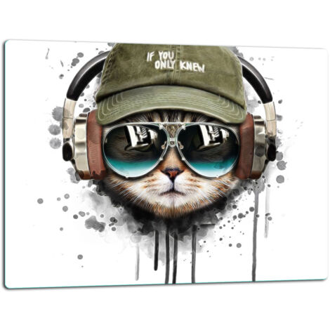 GlassplattenschneideBrett 52x40 Katze