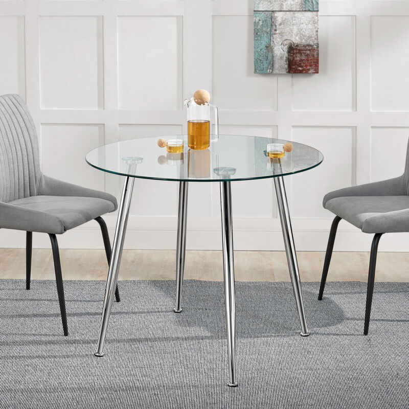 [en.casa] - Glastisch Humppila 80x75 Cm Chromfarben