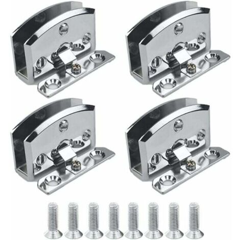 Glastürscharniere (Silber) Ersatzteile für Schaufenster-Weinschrank-Clip-Türscharniere, geeignet für 5–8 mm dickes Glas, 4 Stück