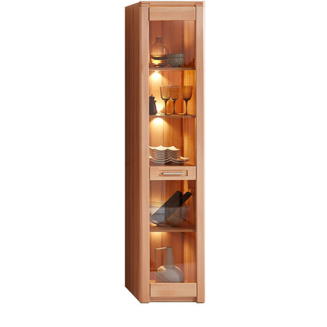 Glasvitrine inkl. Beleuchtung Front Kernbuche massiv NEWTON-36