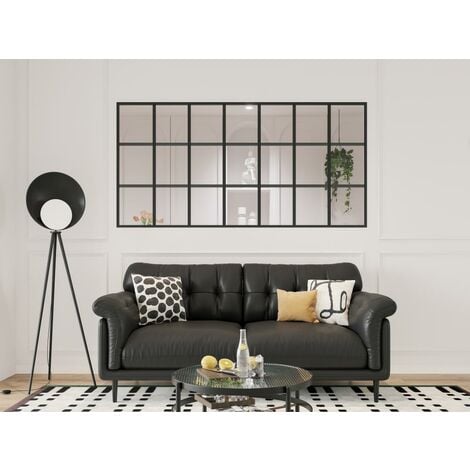 VENTE-UNIQUE Glaswand im Orangeriestil - thermolackiertes Aluminium - 210 x 105 cm - Schwarz - ORANSA