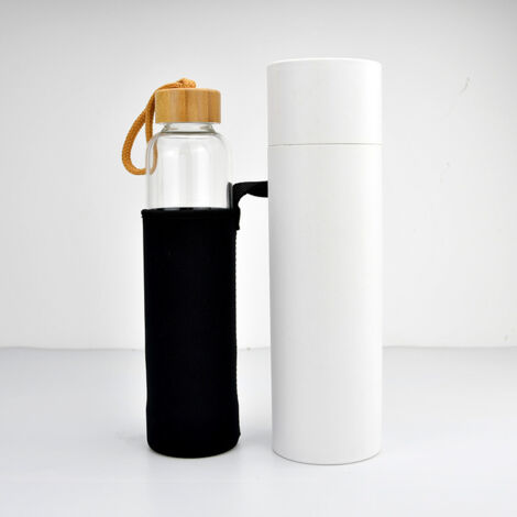 Glaswasserflasche mit BPA-freiem Deckel für Sport, Fitnessstudio und Reisen