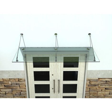 Glaswerk Westfalen - (3STB) 230x90 cm Klarglas Glasvordach inkl. Halter