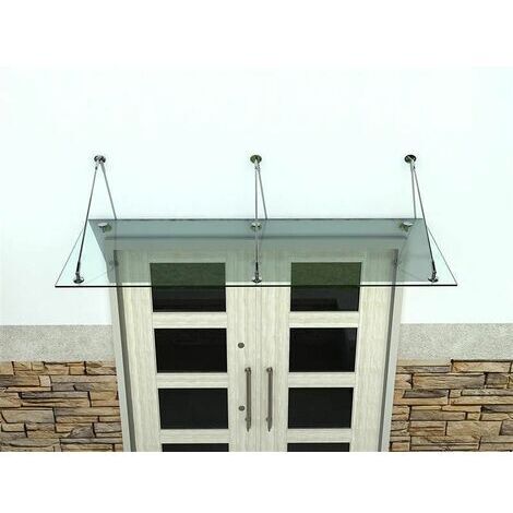 Glaswerk Westfalen - (3STB) 250x90 cm Klarglas Glasvordach inkl. Halter