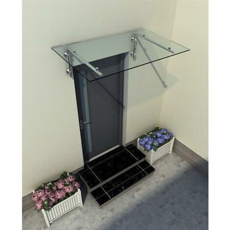 Glaswerk Westfalen - (L) 130x90 cm Klarglas Glasvordach inkl. Halter