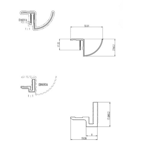Glaswerk Westfalen-Vordachregenrinne 200cm SW  10,8-17,5mm